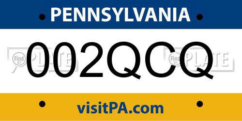 002QCQ Pennsylvania License Plate