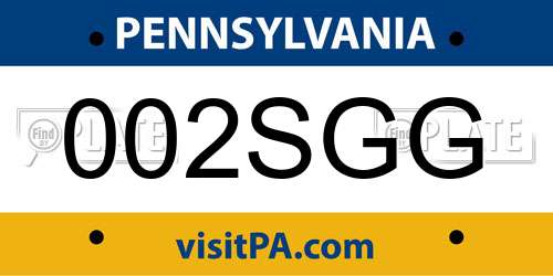 002SGG Pennsylvania License Plate