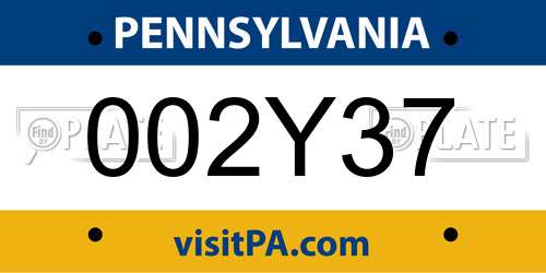 002Y37 Pennsylvania License Plate