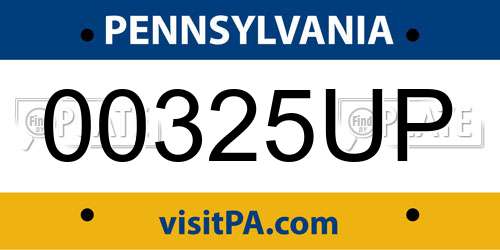 00325UP Pennsylvania License Plate