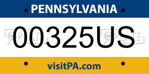 00325US Pennsylvania License Plate