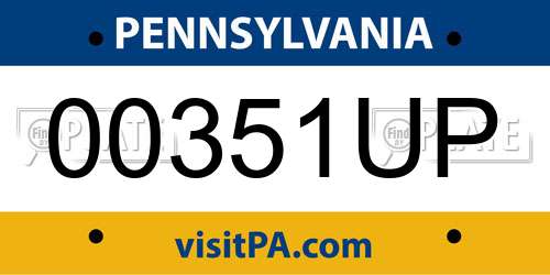 00351UP Pennsylvania License Plate
