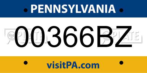 00366BZ Pennsylvania License Plate