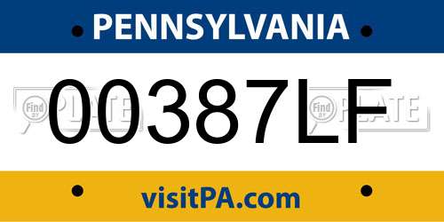00387LF Pennsylvania License Plate