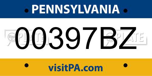 00397BZ Pennsylvania License Plate