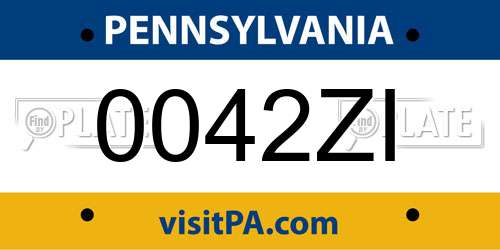 0042ZI Pennsylvania License Plate