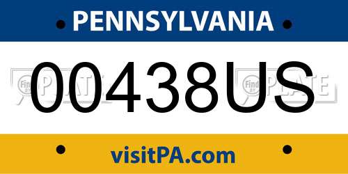 00438US Pennsylvania License Plate