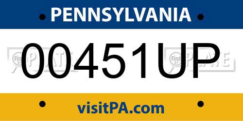 00451UP Pennsylvania License Plate