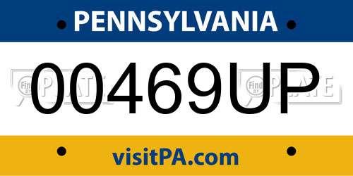00469UP Pennsylvania License Plate