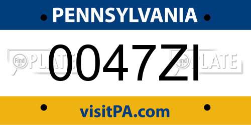 0047ZI Pennsylvania License Plate