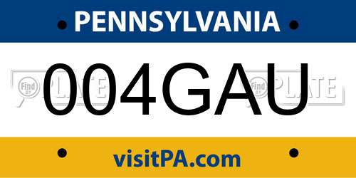 004GAU Pennsylvania License Plate