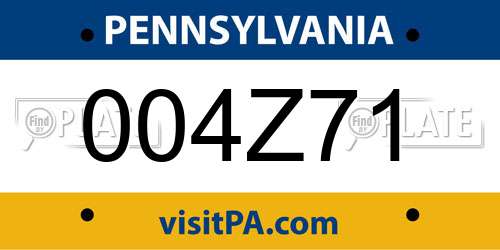 004Z71 Pennsylvania License Plate