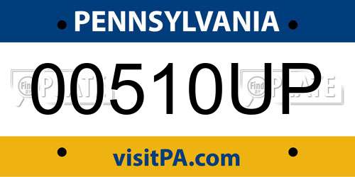00510UP Pennsylvania License Plate