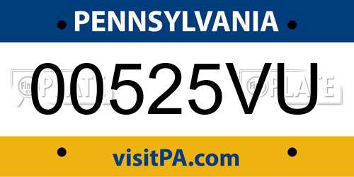 00525VU Pennsylvania License Plate