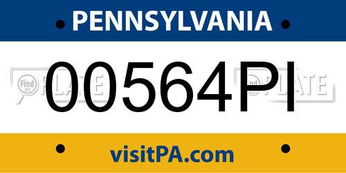 00564PI Pennsylvania License Plate