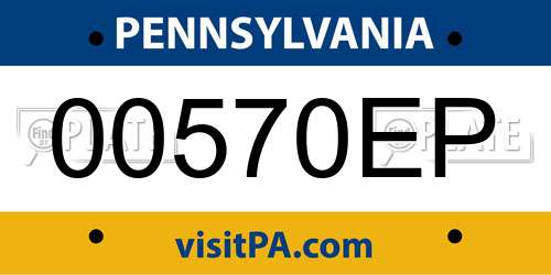 00570EP Pennsylvania License Plate
