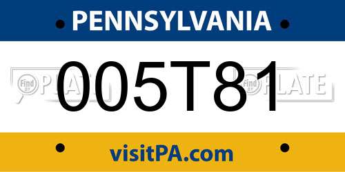 005T81 Pennsylvania License Plate
