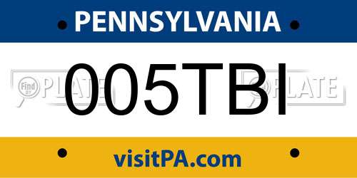 005TBI Pennsylvania License Plate