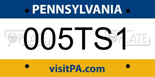 005TS1 Pennsylvania License Plate
