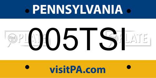 005TSI Pennsylvania License Plate