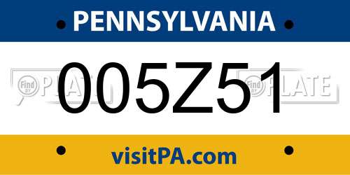 005Z51 Pennsylvania License Plate
