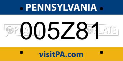 005Z81 Pennsylvania License Plate