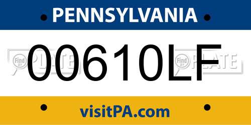 00610LF Pennsylvania License Plate