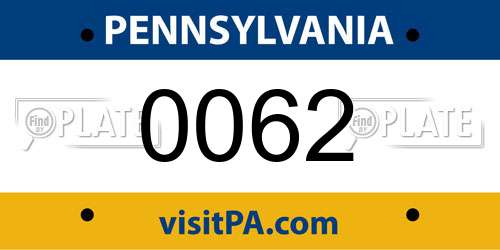 0062 Pennsylvania License Plate