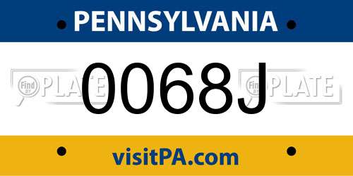 0068J Pennsylvania License Plate