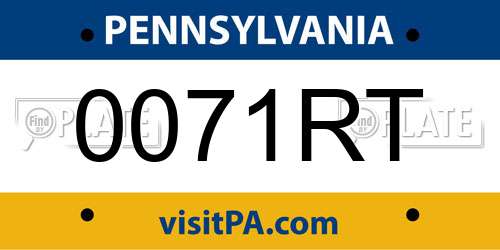 0071RT Pennsylvania License Plate