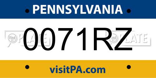 0071RZ Pennsylvania License Plate