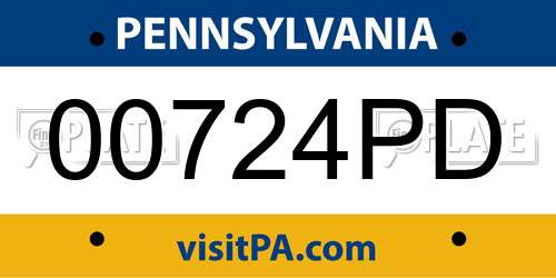 00724PD Pennsylvania License Plate