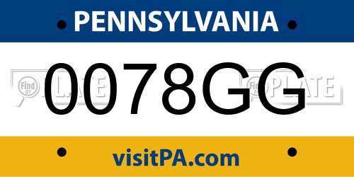 0078GG Pennsylvania License Plate