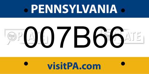 007B66 Pennsylvania License Plate