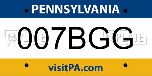 007BGG Pennsylvania License Plate