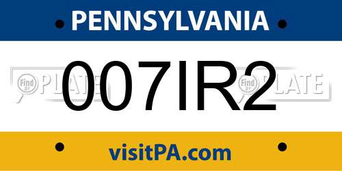 007IR2 Pennsylvania License Plate