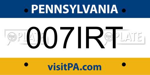 007IRT Pennsylvania License Plate