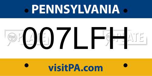 007LFH Pennsylvania License Plate