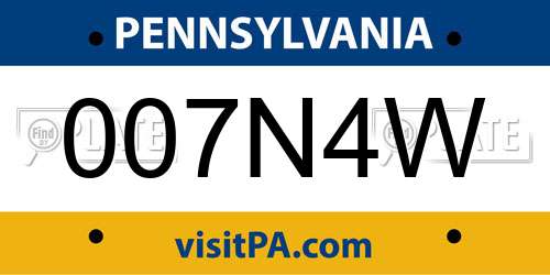 007N4W Pennsylvania License Plate