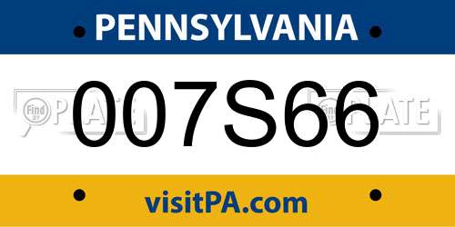 007S66 Pennsylvania License Plate