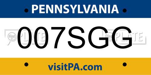 007SGG Pennsylvania License Plate
