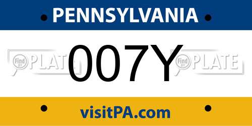 007Y Pennsylvania License Plate