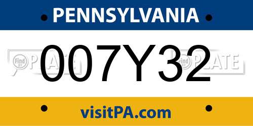 007Y32 Pennsylvania License Plate