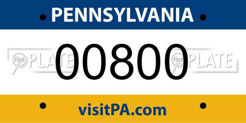00800 Pennsylvania License Plate