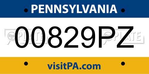 00829PZ Pennsylvania License Plate