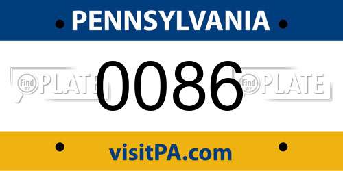 0086 Pennsylvania License Plate