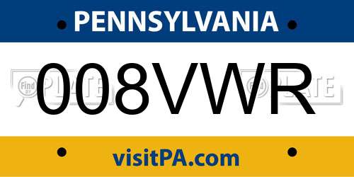 008VWR Pennsylvania License Plate
