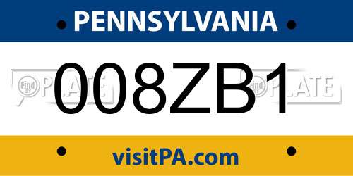 008ZB1 Pennsylvania License Plate