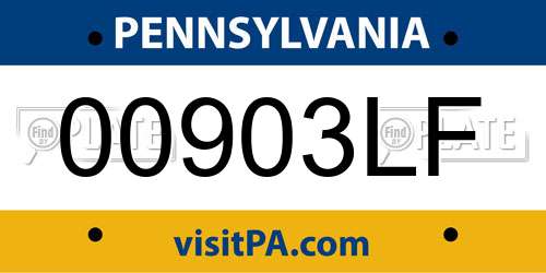 00903LF Pennsylvania License Plate
