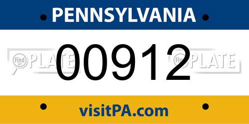 00912 Pennsylvania License Plate